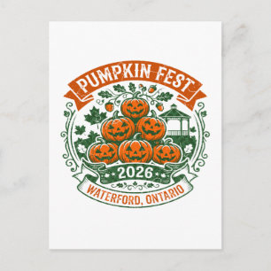 Pompoen Fest 2026 Waterford Ontario Canada Briefkaart