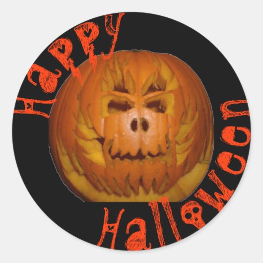 Pompoen, Flaming Skull Ronde Sticker (Voorkant)