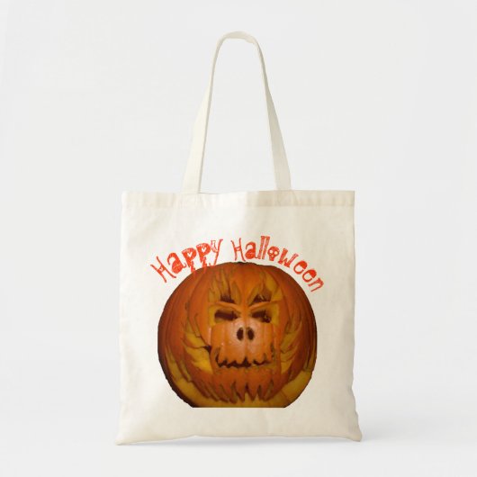 Pompoen, Flaming Skull Tote Bag (Voorkant)