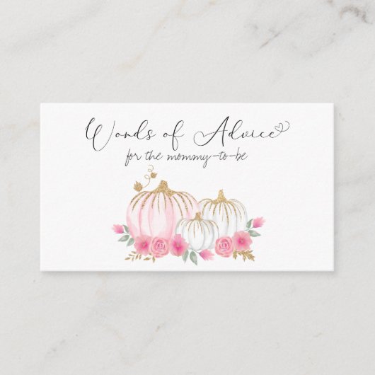 Pompoen Floral Baby Meisje Douche Woorden van Advi Informatiekaartje (Voorkant)