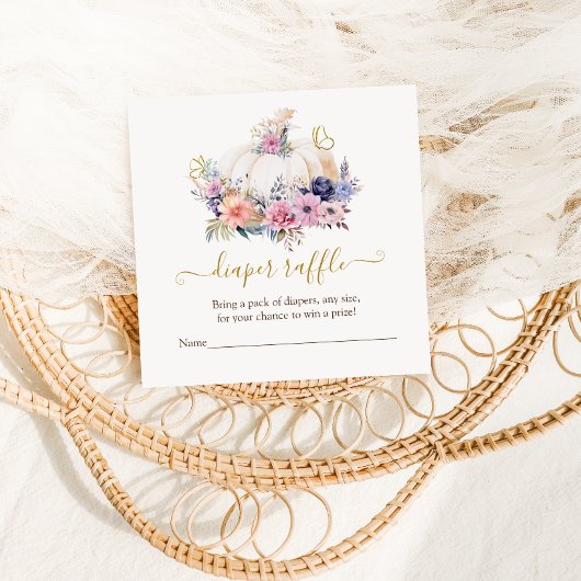 Pompoen Floral Baby shower luier verloting kaart