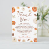 Pompoen Floral Boho Herfst Baby shower Bedankkaart (Staand voorkant)