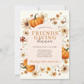 Pompoen Floral Friendsgiving Diner Kaart (Voorkant)