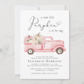 Pompoen Floral  Truck Virtual Baby shower Kaart (Voorkant)