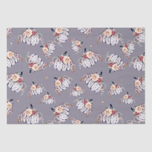 Pompoen florale paarse grijze waterverf patroon he tissuepapier (Voorkant)