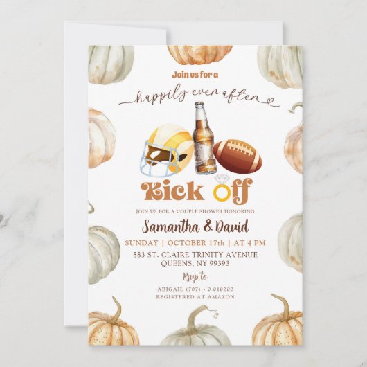 Pompoen Footballs Kick Off paar Douche Kaart (Voorkant)