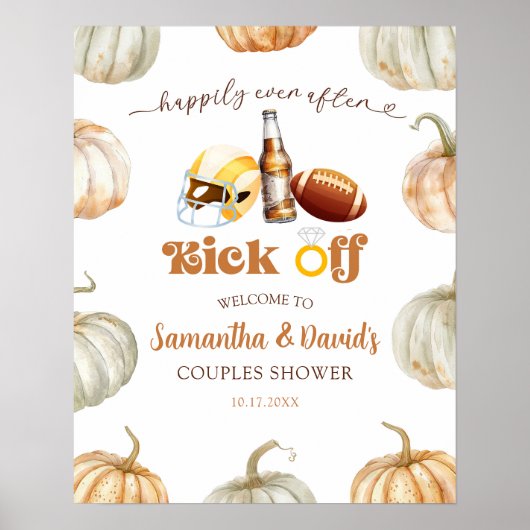 Pompoen Footballs Paar Douche Welkomstbord Poster (Voorkant)