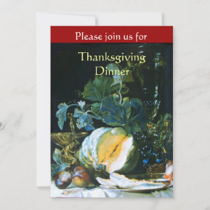 POMPOEN, FRUITEN EN GLASWERK Thanksgiving Dinner Kaart