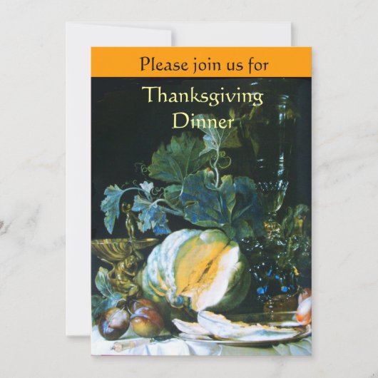 POMPOEN, FRUITEN EN GLAZENWARE Thanksgiving Dinner Kaart (Voorkant)