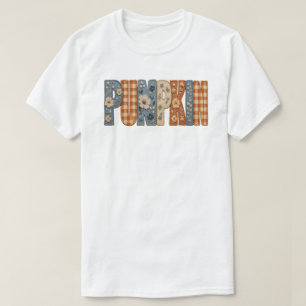 Pompoen Geborduurd Bloemengingham Herfst Esthetiek T-shirt