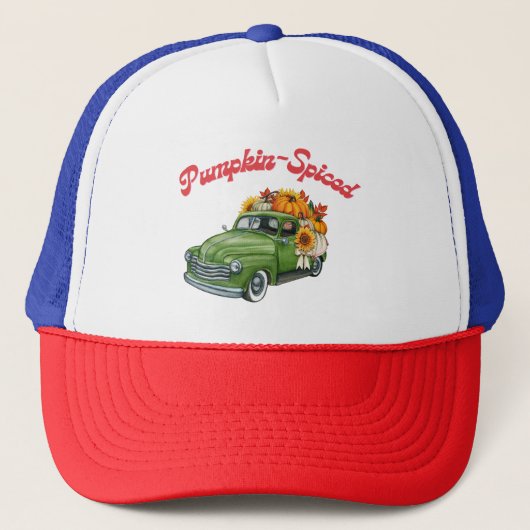  pompoen gekruid esthetische retro vibe trucker pet (Voorkant)