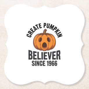Pompoen Gelovige Sinds 1966 Vintage Halloween Ontw Kartonnen Onderzetters