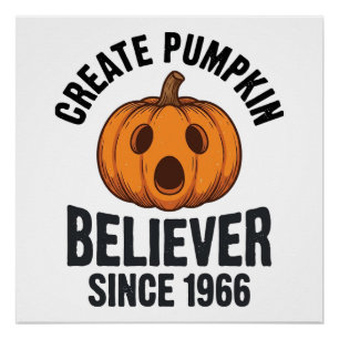 Pompoen Gelovige Sinds 1966 Vintage Halloween Ontw Perfect Poster
