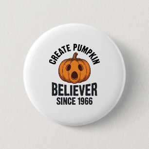 Pompoen Gelovige Sinds 1966 Vintage Halloween Ontw Ronde Button 5,7 Cm