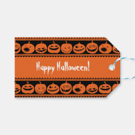 Pompoen Gelukkig Halloween Jack O lantaarnpatroon Cadeaulabel