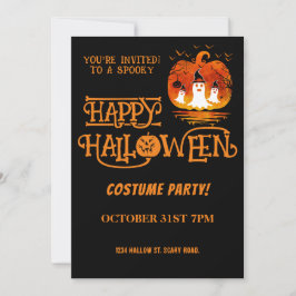 Pompoen Gelukkig Halloween Kostuum Feest Zwart Ora Kaart