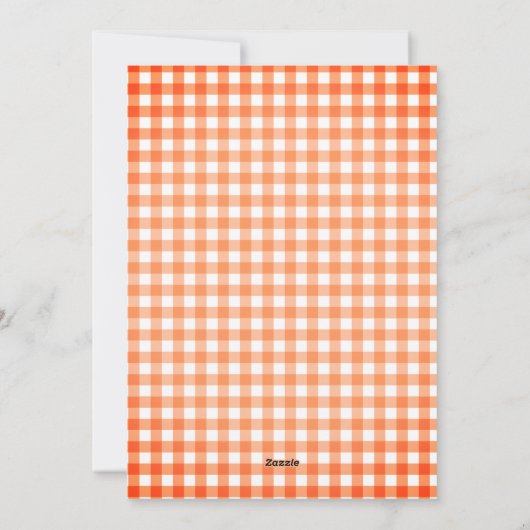 Pompoen Gelukkig Thanksgiving Foto Oranje Plaid  Feestdagenkaart (Achterkant)