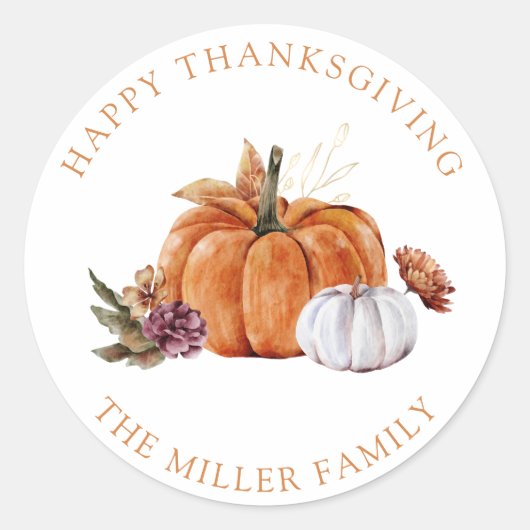 Pompoen Gelukkig Thanksgiving Sticker (Voorkant)