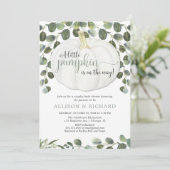 Pompoen genderneutraal co-ed koppels baby shower kaart (Staand voorkant)