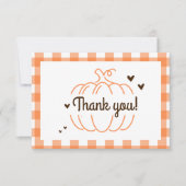 Pompoen genderneutraal retro Baby shower Dank u Bedankkaart (Voorkant)