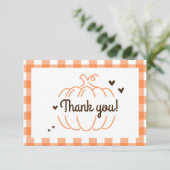 Pompoen genderneutraal retro Baby shower Dank u Bedankkaart (Staand voorkant)