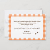 Pompoen genderneutraal retro Baby shower Dank u Bedankkaart (Achterkant)