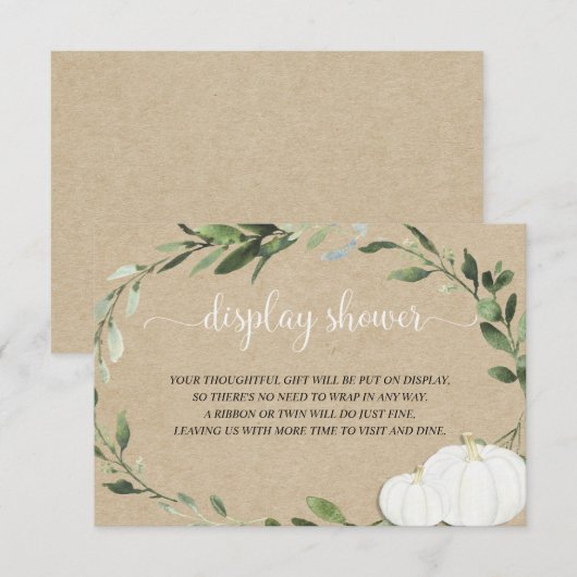 Pompoen Geslacht Neutraal groen display douche Informatiekaartje (Voorkant / Achterkant)