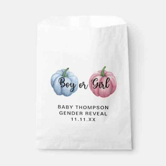Pompoen geslacht onthullen bedankzakje (Voorkant)