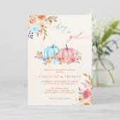 Pompoen Geslacht Onthullen Blauw Roze Kaart (Staand voorkant)