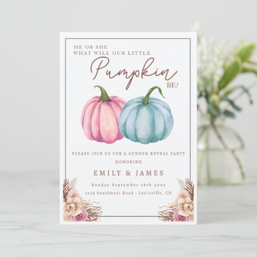 Pompoen Geslacht onthullen jongen of meisje hij of Kaart (Staand voorkant)