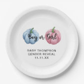 Pompoen geslacht onthullen papieren bordje (Voorkant)