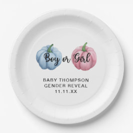 Pompoen geslacht onthullen papieren bordje