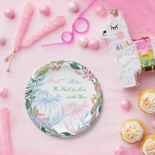 Pompoen Geslacht Onthullen Partij Papieren Bordje (Feest)