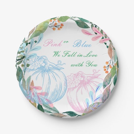 Pompoen Geslacht Onthullen Partij Papieren Bordje (Voorkant)