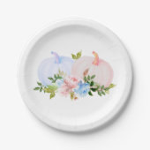 Pompoen Geslacht onthullen Pink Blue Autumn Papieren Bordje (Voorkant)