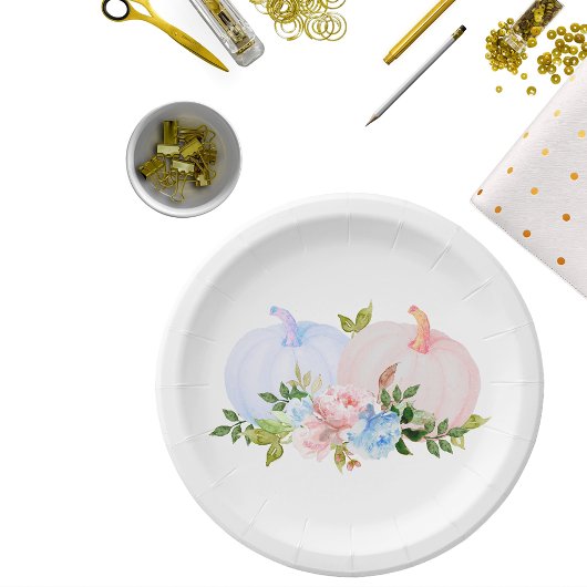 Pompoen Geslacht onthullen Pink Blue Autumn Papieren Bordje