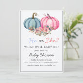 Pompoen Geslacht Onthullen Uitnodiging Jongen of M (Staand voorkant)