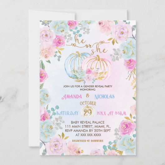 Pompoen Geslacht Reveal  Kaart (Voorkant)