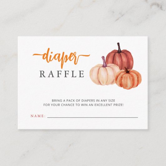 Pompoen Geslachtsneutraal Baby shower Luier Raffle Informatiekaartje (Voorkant)