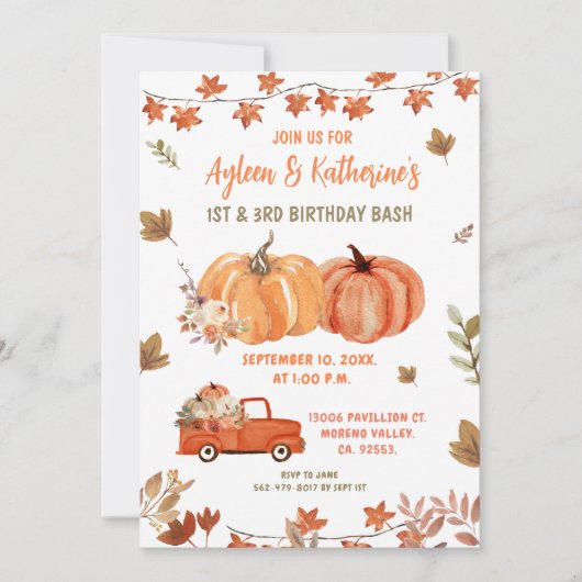 Pompoen gezamenlijke verjaardag broers en zussen h kaart (Voorkant)