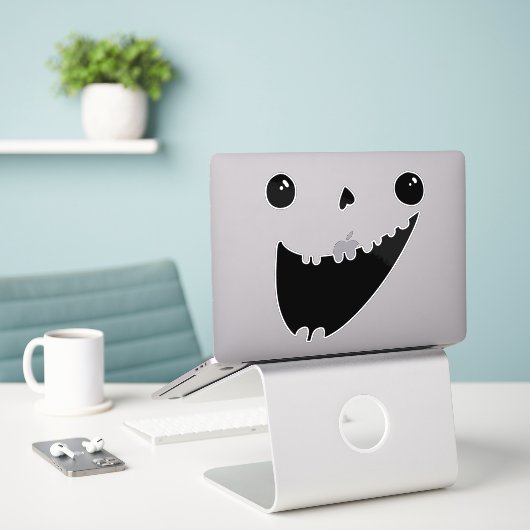 Pompoen Gezicht Carving Halloween Grappige Glimlac Sticker (Laptop op bureau)