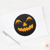 Pompoen Gezicht Oranje Gloed Effect Halloween Ronde Sticker (Envelop)