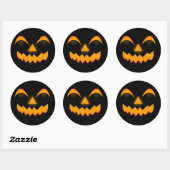 Pompoen Gezicht Oranje Gloed Effect Halloween Ronde Sticker (Vel)