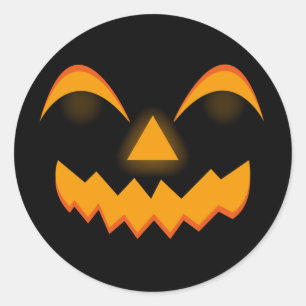 Pompoen Gezicht Oranje Gloed Effect Halloween Ronde Sticker