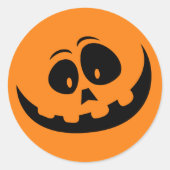 Pompoen Gezicht Sinaasappel Ronde Sticker (Voorkant)