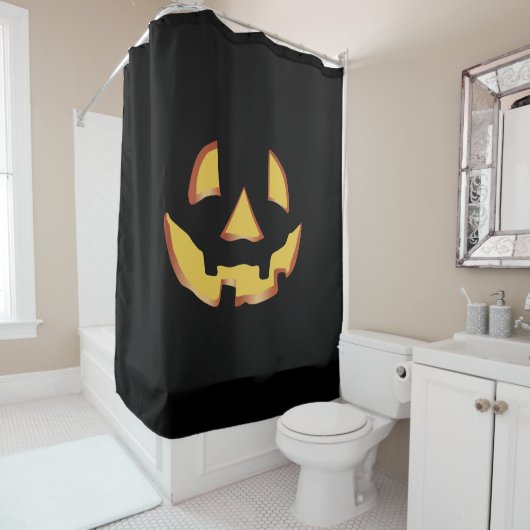Pompoen gezicht voor Halloween Douchegordijn (In situ)