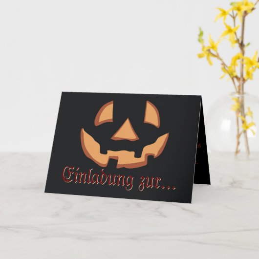 Pompoen gezicht voor Halloween Kaart (Gele Bloem)