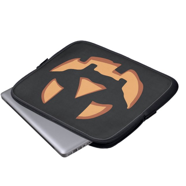 Pompoen gezicht voor Halloween Laptop Sleeve (Voorkant onderkant)