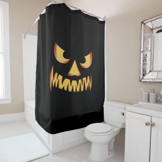 Pompoen gezicht voor Helloween Douchegordijn (In situ)
