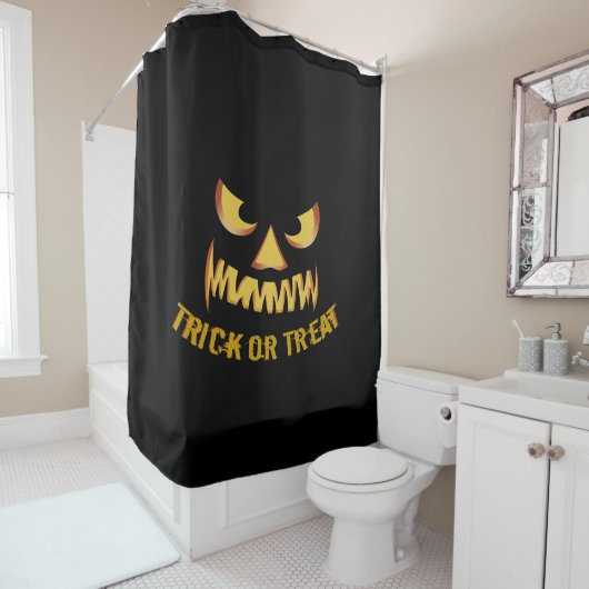 Pompoen gezicht voor Helloween Douchegordijn (In situ)